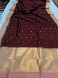 Brown Pure Banarasi Handloom Silk Saree - Aura Benaras