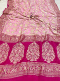 Baby Pink Pure Banarasi Khaddi Georgette Saree -Aura Benaras