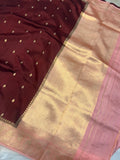 Brown Pure Banarasi Handloom Silk Saree - Aura Benaras