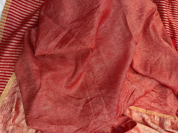 Red Moonga Silk Handloom Banarasi Saree