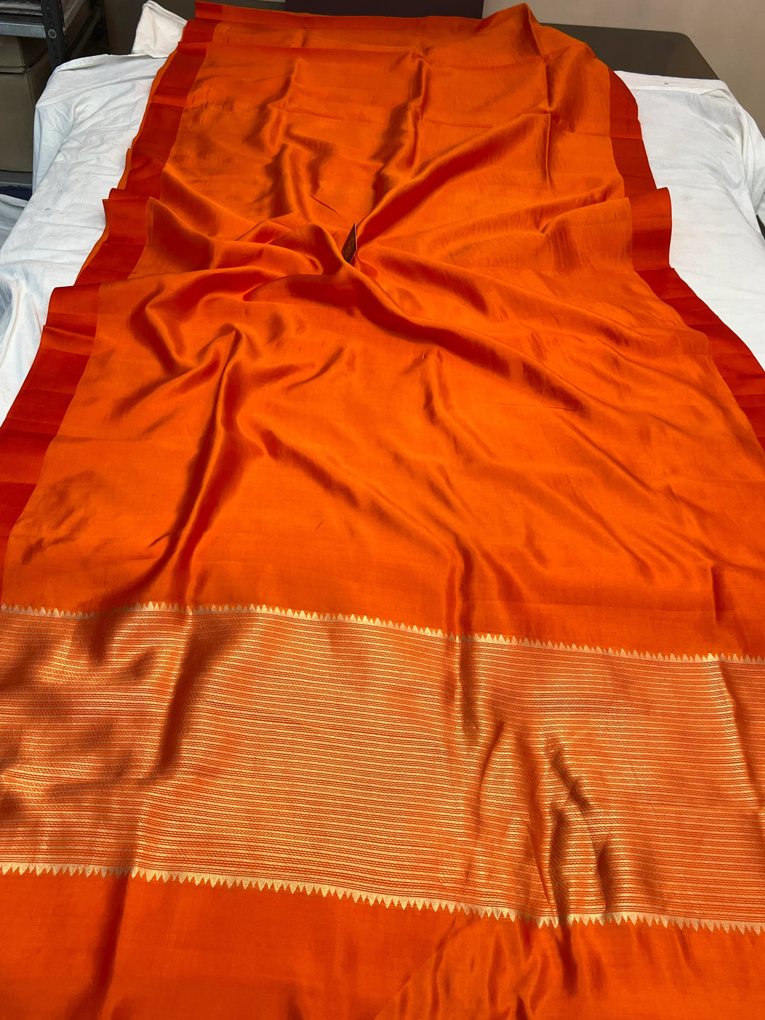 Orange Pure Silk Handloom Banarasi Saree
