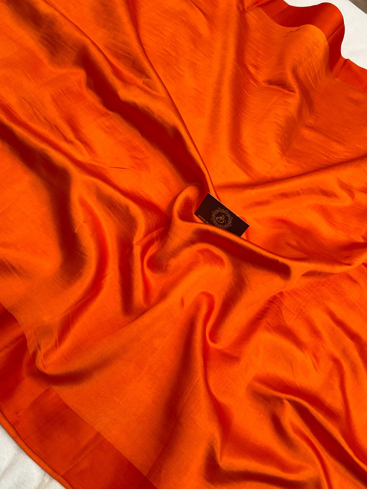 Orange Pure Silk Handloom Banarasi Saree