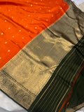 Orange Pure Banarasi Handloom Silk Saree - Aura Benaras