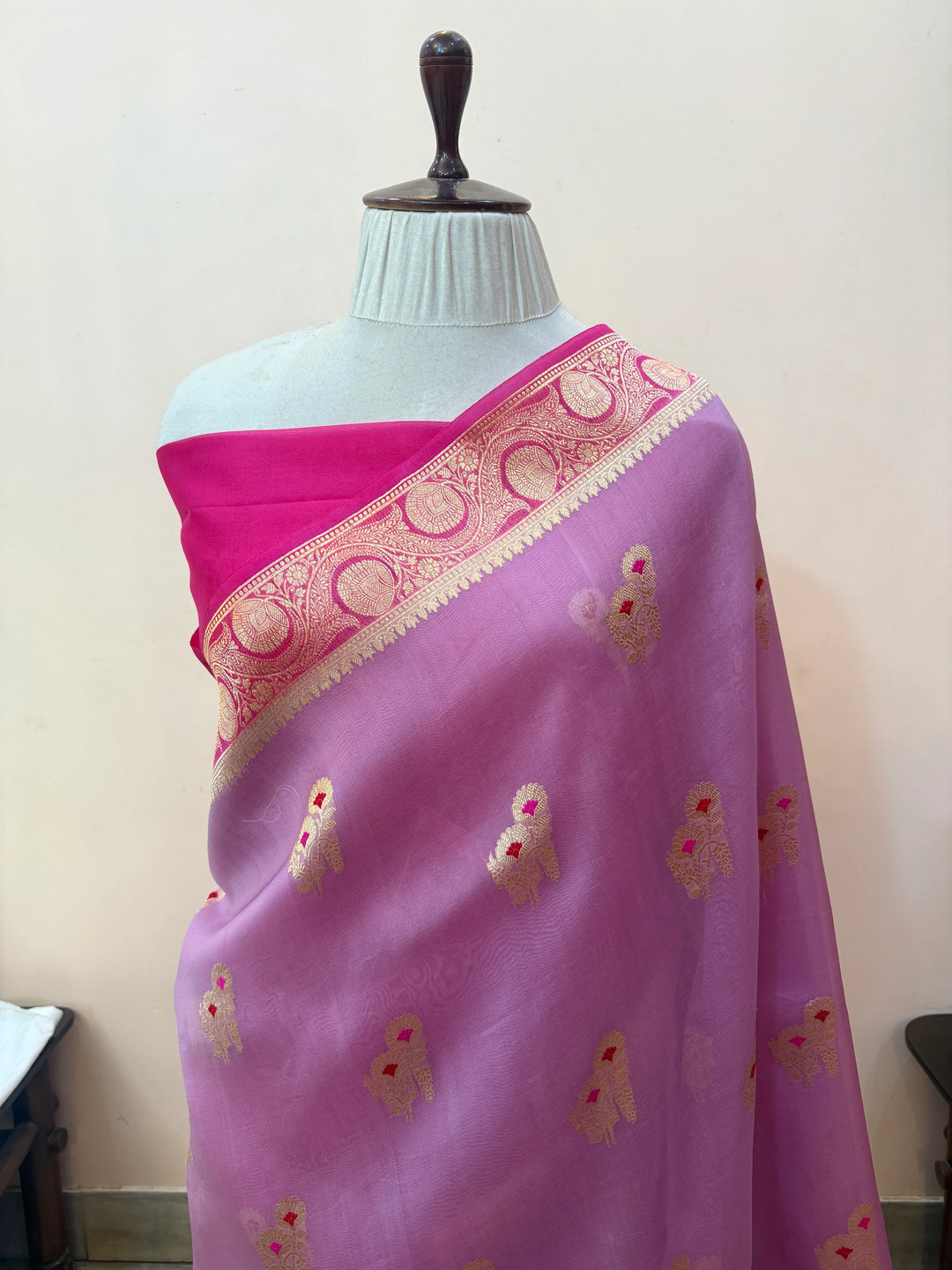 Pastel Lavender Pure Kora Silk Handloom Banarasi Saree