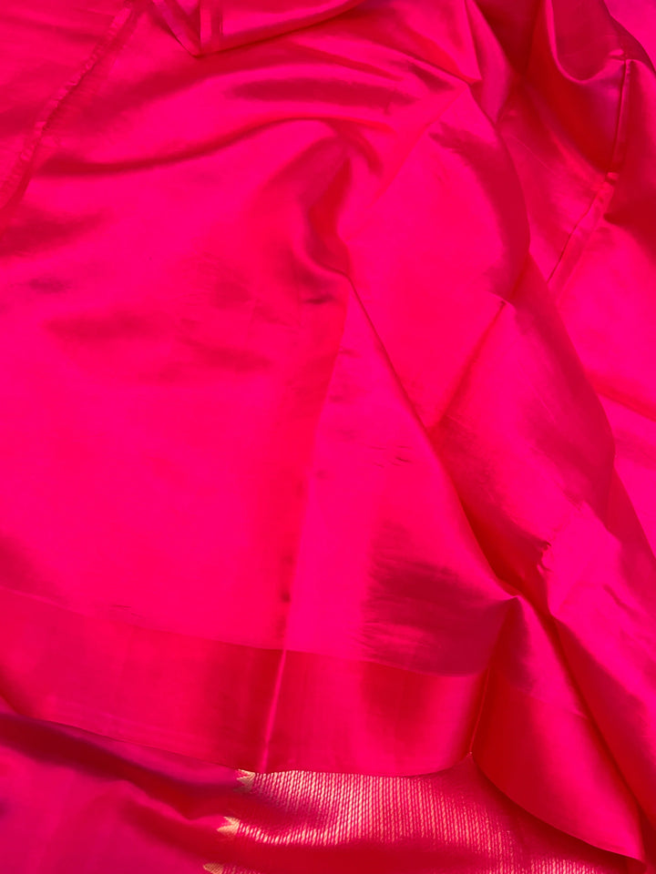 Rani Pink Pure Silk Handloom Banarasi Saree