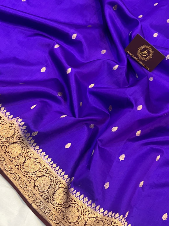 Purple Pure Banarasi Handloom Silk Saree - Aura Benaras