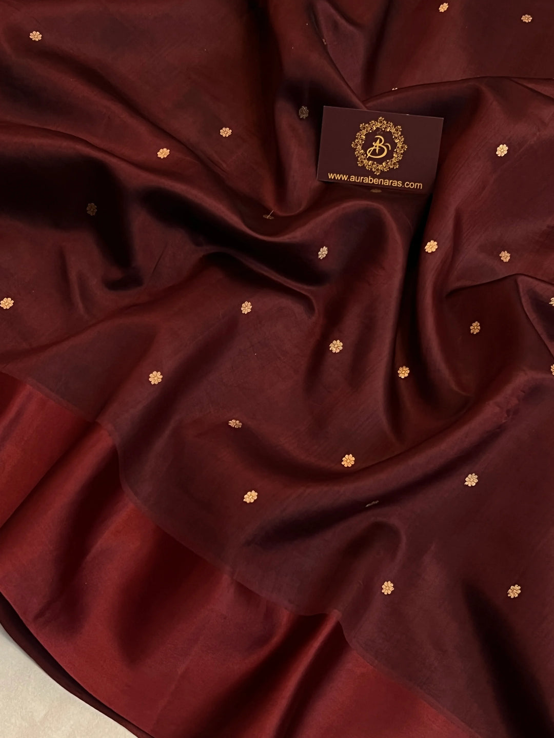 Brown Pure Silk Handloom Banarasi Saree