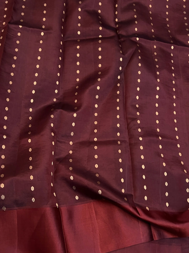 Brown Pure Silk Handloom Banarasi Saree