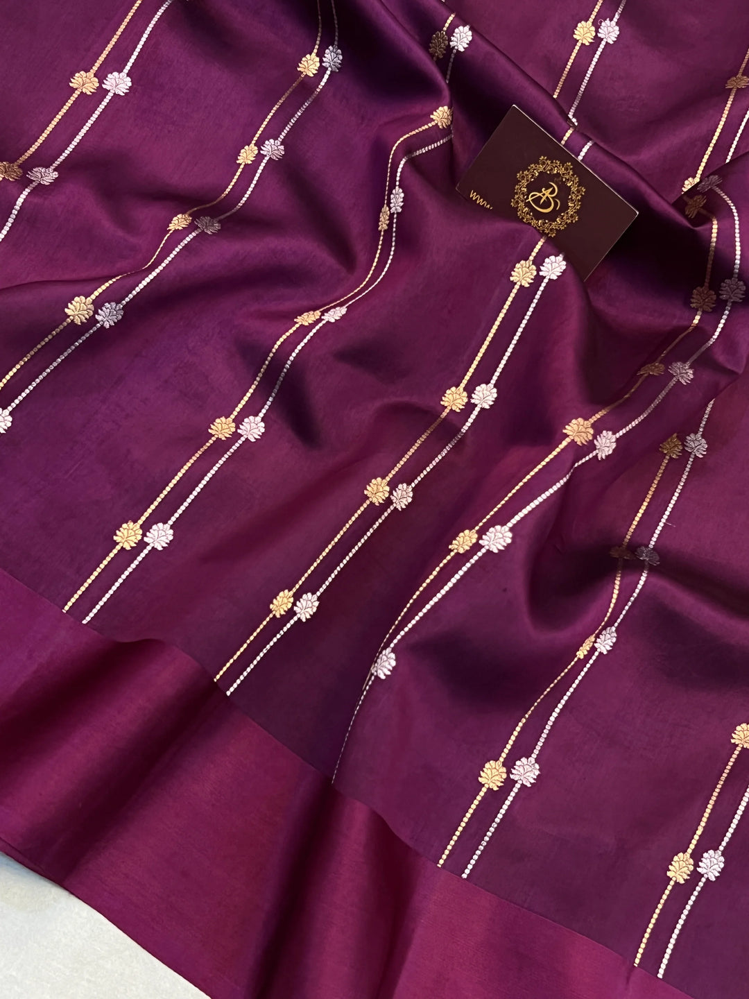 Deep Purple Pure Silk Handloom Banarasi Saree