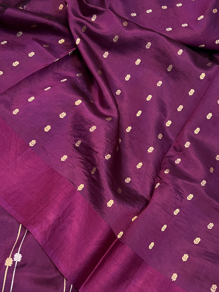 Deep Purple Pure Silk Handloom Banarasi Saree