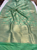 Sea Green Banarasi Handloom Katan Silk Saree - Aura Benaras