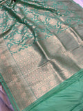 Sea Green Banarasi Handloom Katan Silk Saree - Aura Benaras