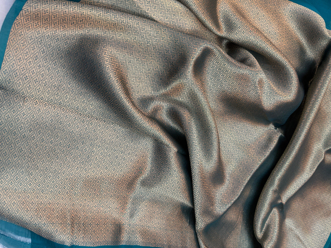 Rama Blue Kora Silk Banarasi Saree with Sona Rupa Butis