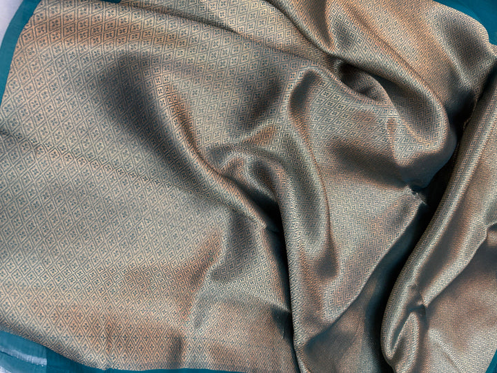 Rama Blue Kora Silk Banarasi Saree with Sona Rupa Butis