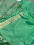 Sea Green Banarasi Handloom Katan Silk Saree - Aura Benaras