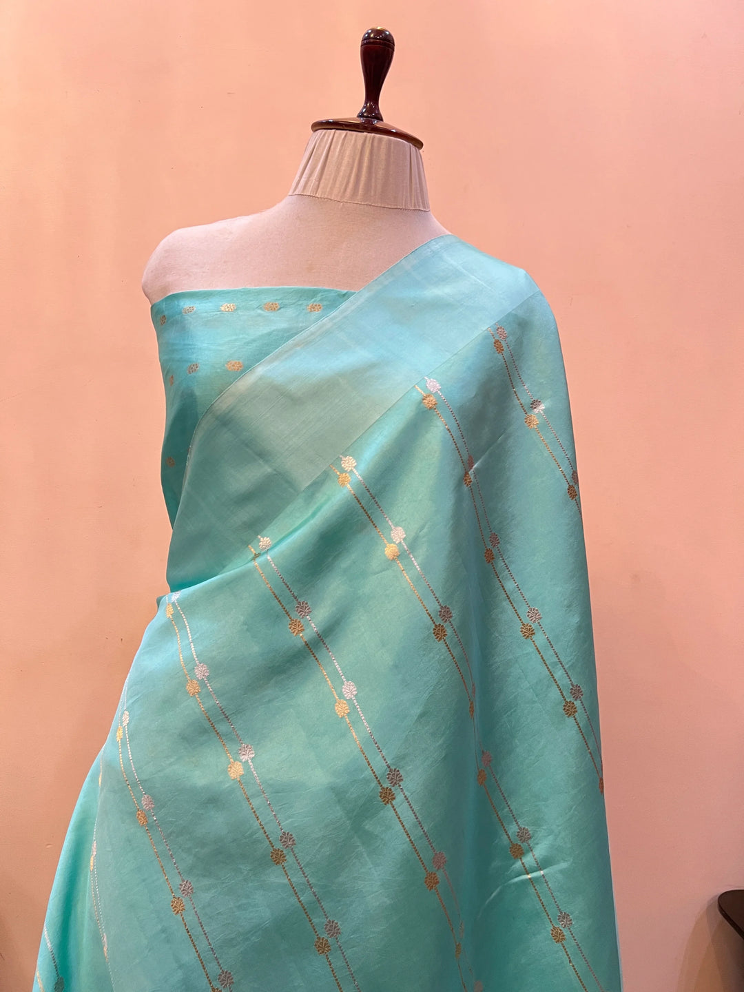 Sky Blue Pure Silk Handloom Banarasi Saree