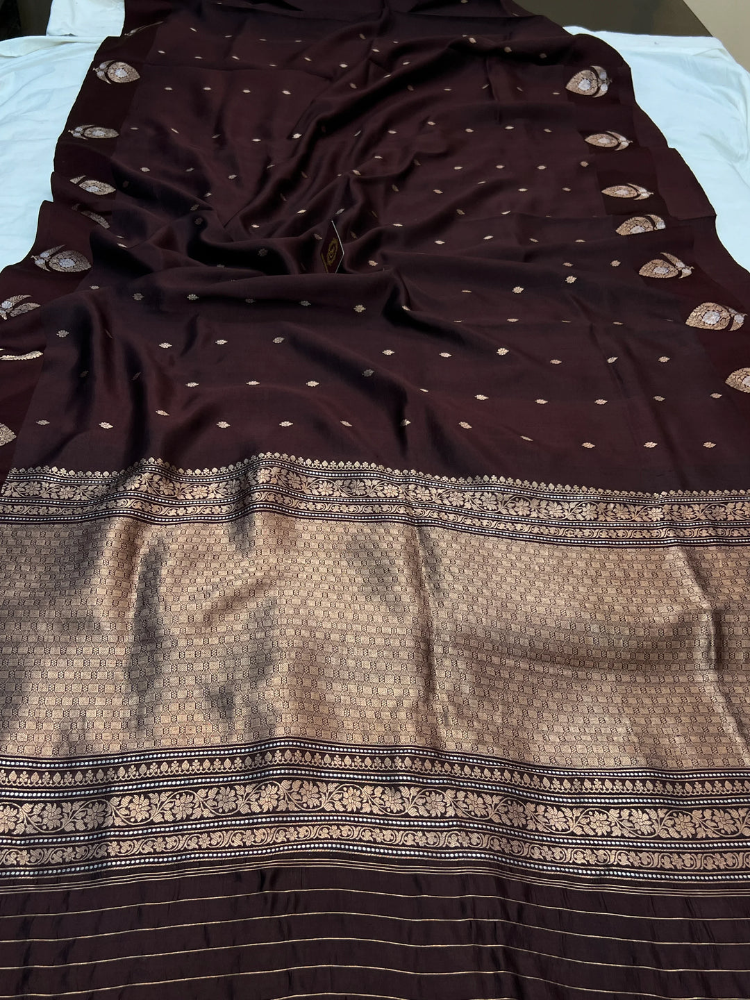 Brown Pure Banarasi Handloom Silk Saree