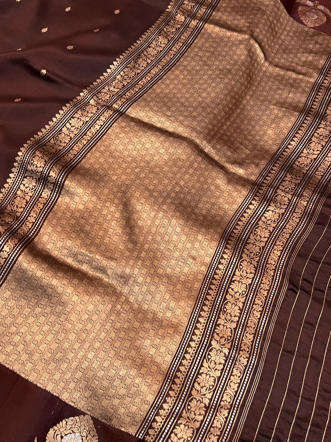 Brown Pure Banarasi Handloom Silk Saree