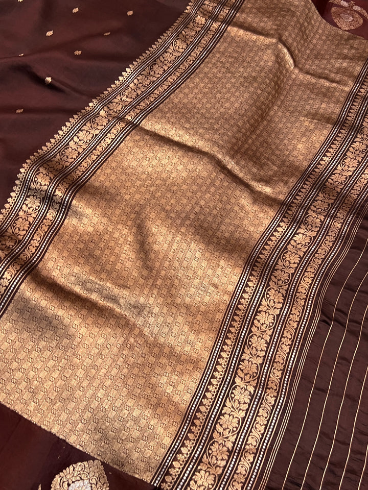 Brown Pure Banarasi Handloom Silk Saree