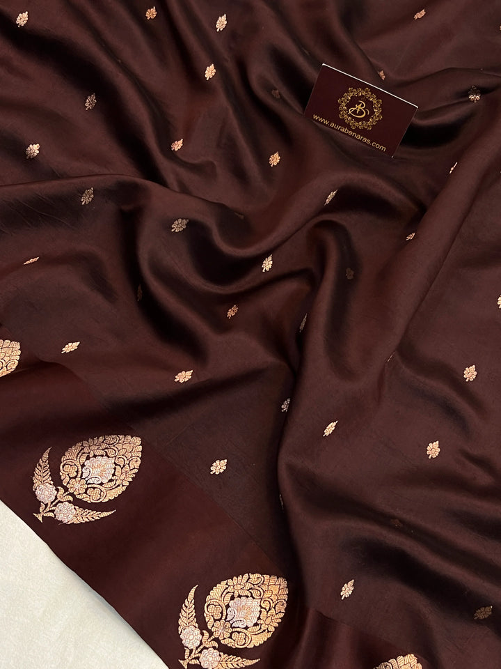 Brown Pure Banarasi Handloom Silk Saree