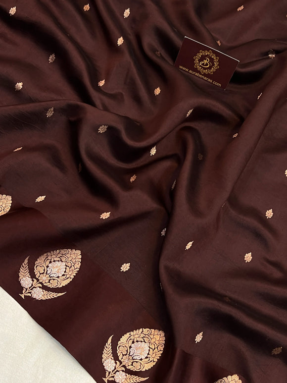 Brown Pure Banarasi Handloom Silk Saree