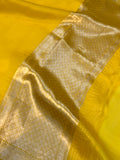 Yellow Banarasi Handloom Kora Silk Saree - Aura Benaras