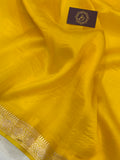 Yellow Banarasi Handloom Kora Silk Saree - Aura Benaras