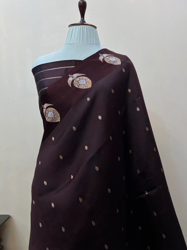 Brown Pure Banarasi Handloom Silk Saree