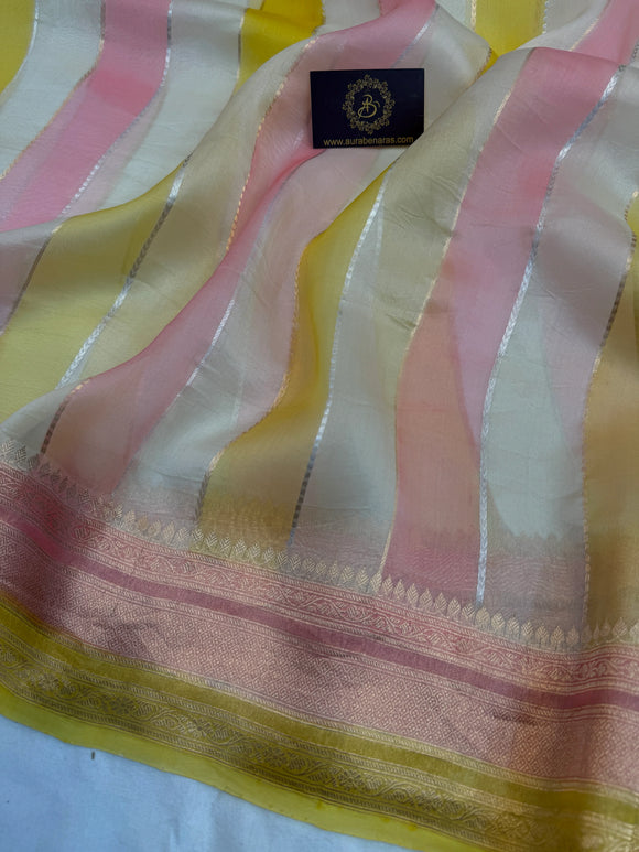 Off White Pure Kora Silk Handloom Banarasi Saree