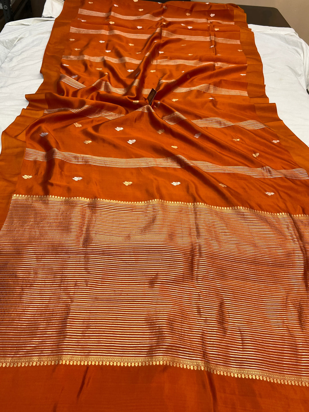 Orange Pure Silk Handloom Banarasi Saree