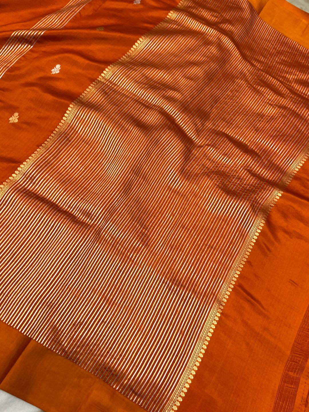 Orange Pure Silk Handloom Banarasi Saree