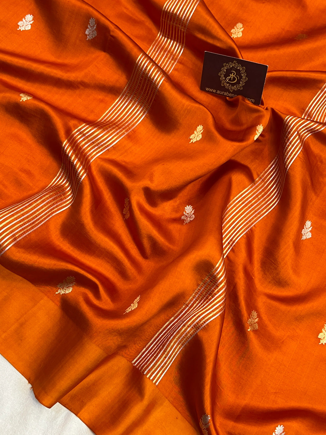 Orange Pure Silk Handloom Banarasi Saree