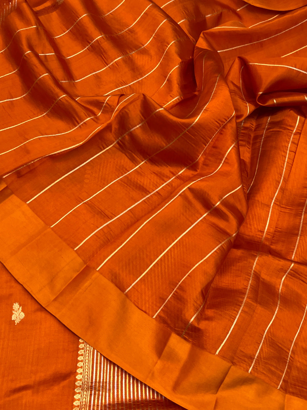 Orange Pure Silk Handloom Banarasi Saree