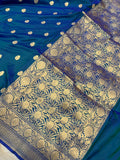 Peacock Green Pure Banarasi Handloom Katan Silk Saree - Aura Benaras