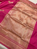 Pink Banarasi Handloom Katan Silk Saree - Aura Benaras