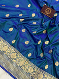 Peacock Green Pure Banarasi Handloom Katan Silk Saree - Aura Benaras