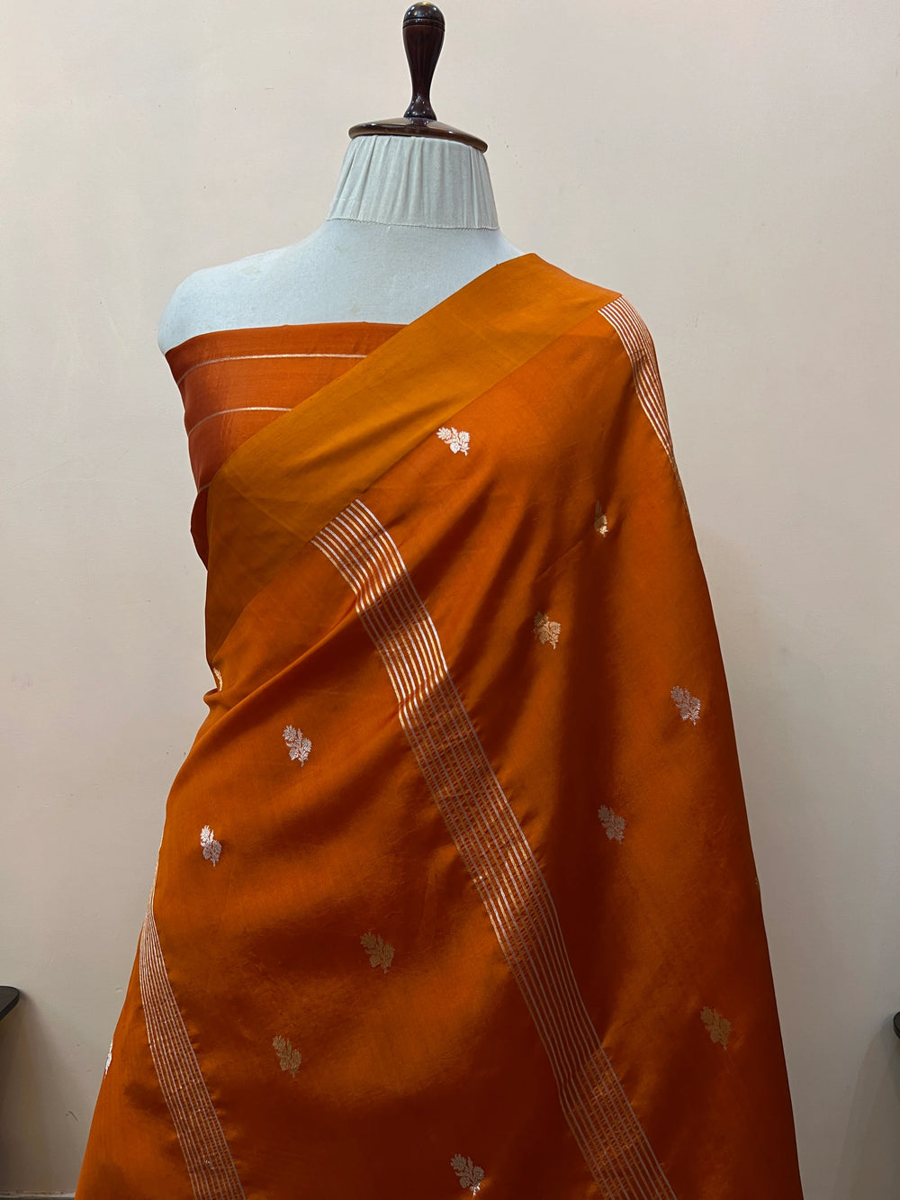 Orange Pure Silk Handloom Banarasi Saree