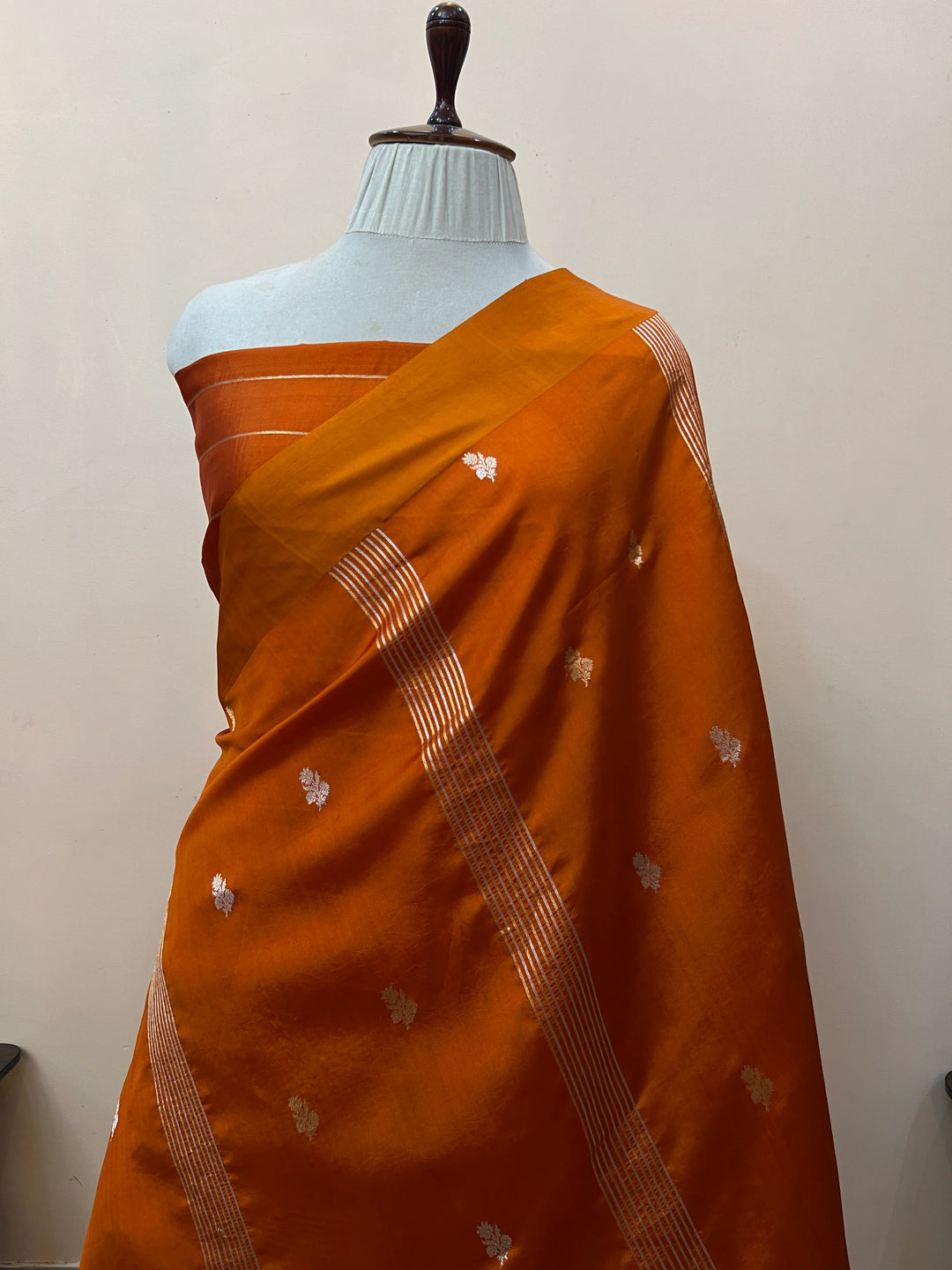 Orange Pure Silk Handloom Banarasi Saree