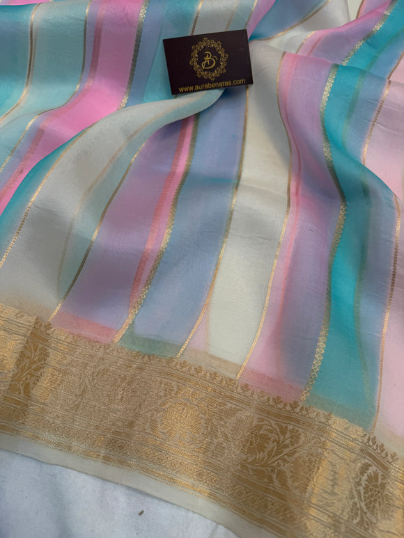 Off White Pure Kora Silk Handloom Banarasi Saree
