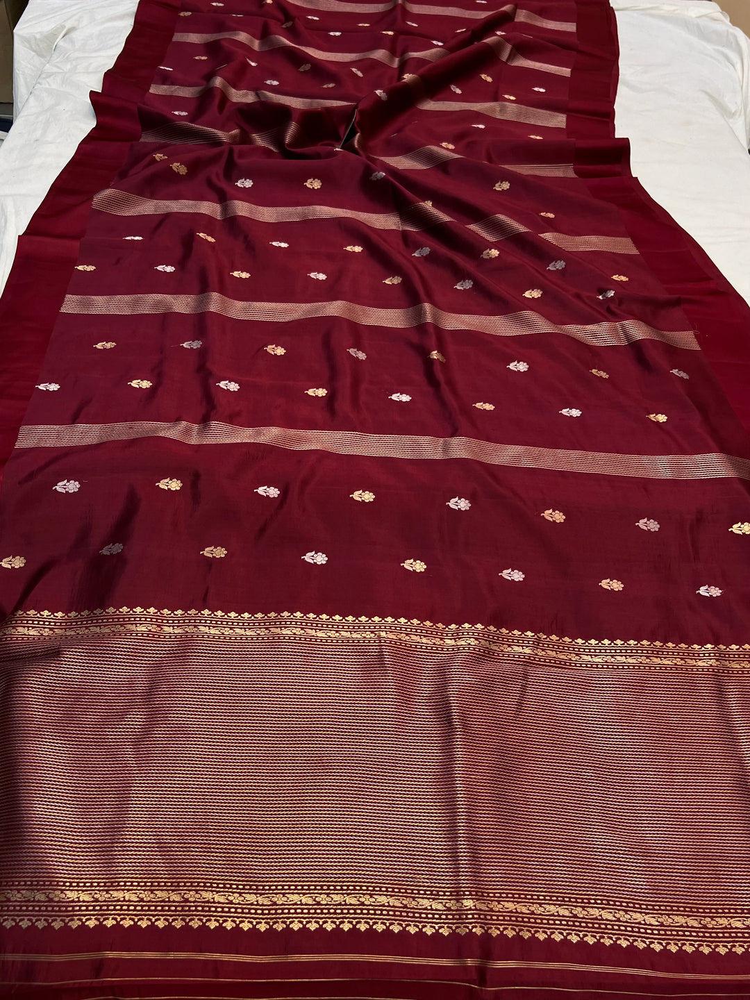 Maroon Pure Silk Handloom Banarasi Saree