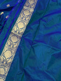 Peacock Green Pure Banarasi Handloom Katan Silk Saree - Aura Benaras