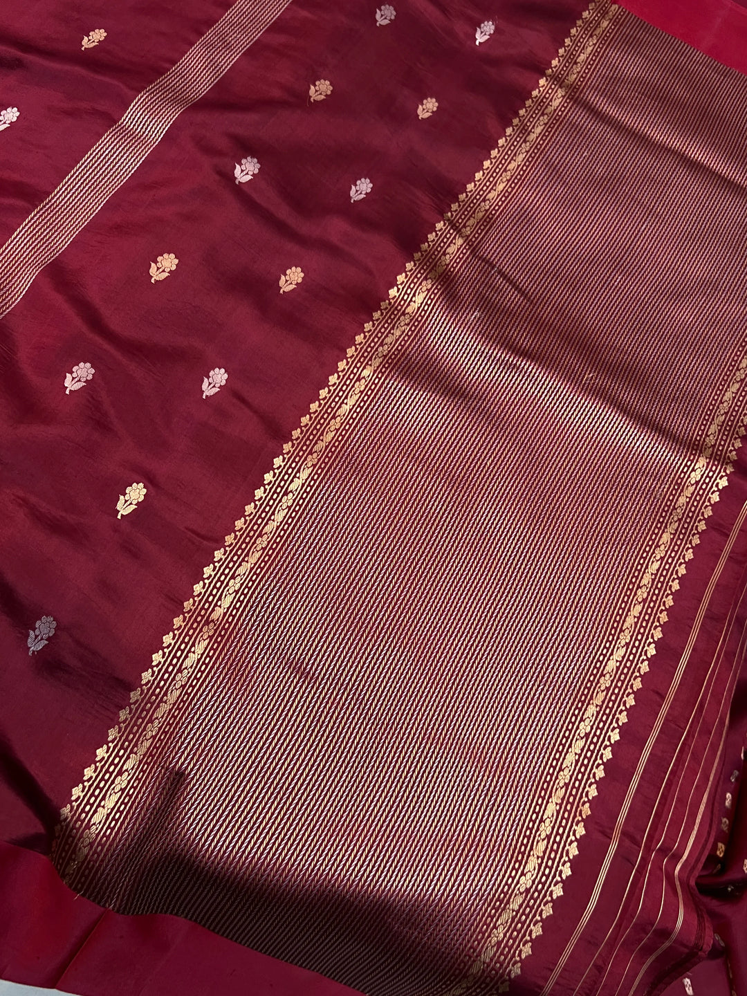 Maroon Pure Silk Handloom Banarasi Saree