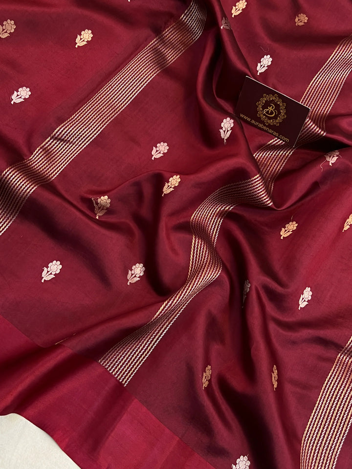 Maroon Pure Silk Handloom Banarasi Saree