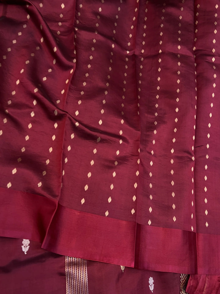 Maroon Pure Silk Handloom Banarasi Saree