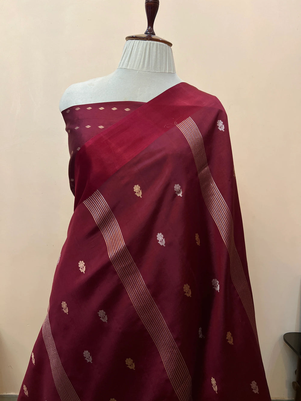 Maroon Pure Silk Handloom Banarasi Saree