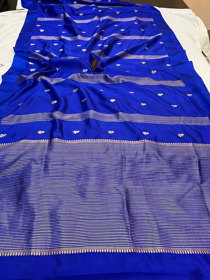 Royal Blue Pure Silk Handloom Banarasi Saree