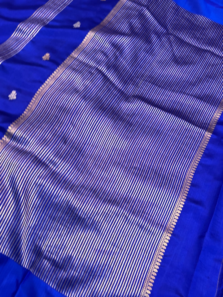 Royal Blue Pure Silk Handloom Banarasi Saree