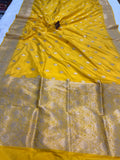 Yellow Pure Banarasi Handloom Katan Silk Saree - Aura Benaras