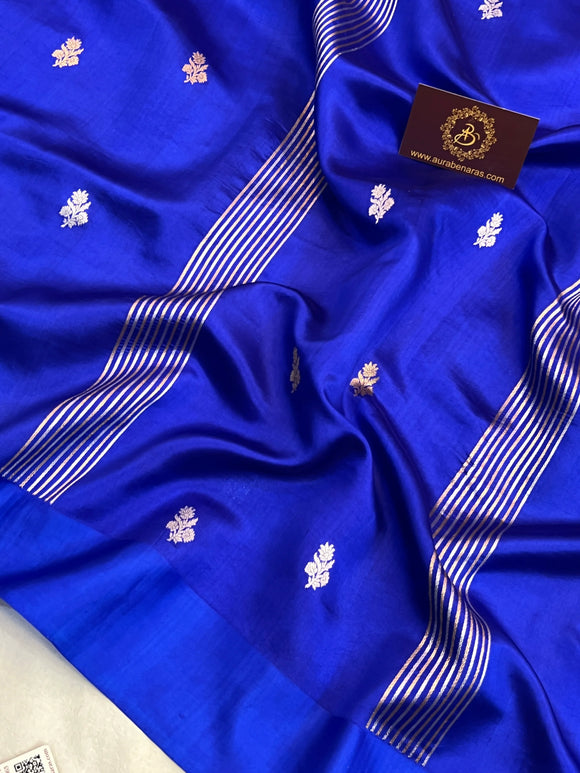 Royal Blue Pure Silk Handloom Banarasi Saree