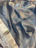 Ink Blue Pure Banarasi Handloom Silk Saree - Aura Benaras